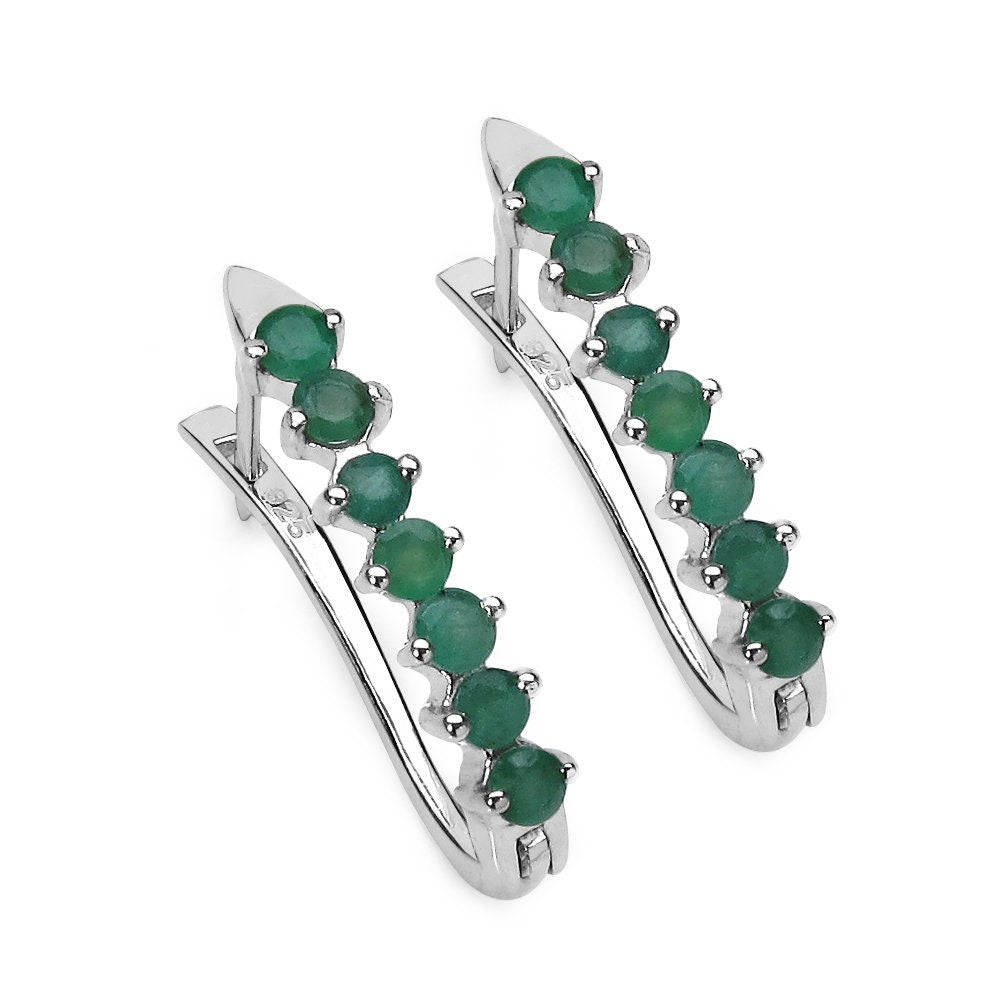 0,93 Carat Smaragd Ohstecker 925 Silber smaragdgrüner Edelstein Ohrschmuck