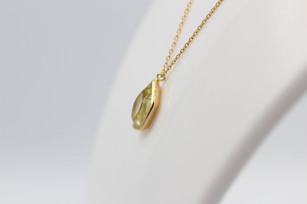 Design 2,3 Carat Lemon Quarz Collier 925 Slber hochwertig vergoldet