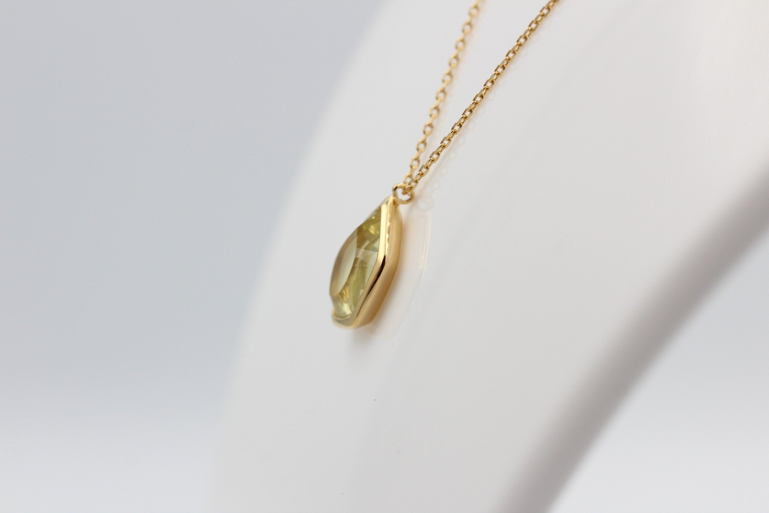 Design 2,3 Carat Lemon Quarz Collier 925 Slber hochwertig vergoldet