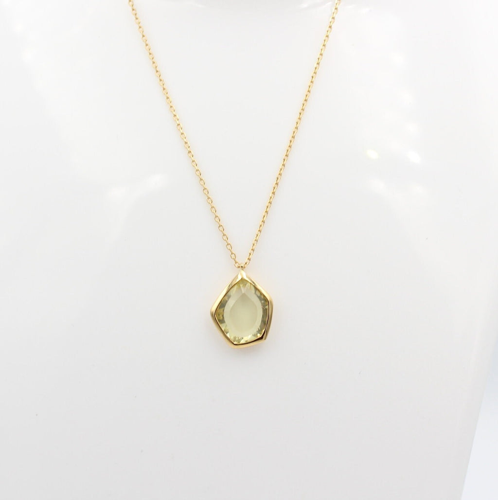 Design 2,3 Carat Lemon Quarz Collier 925 Slber hochwertig vergoldet