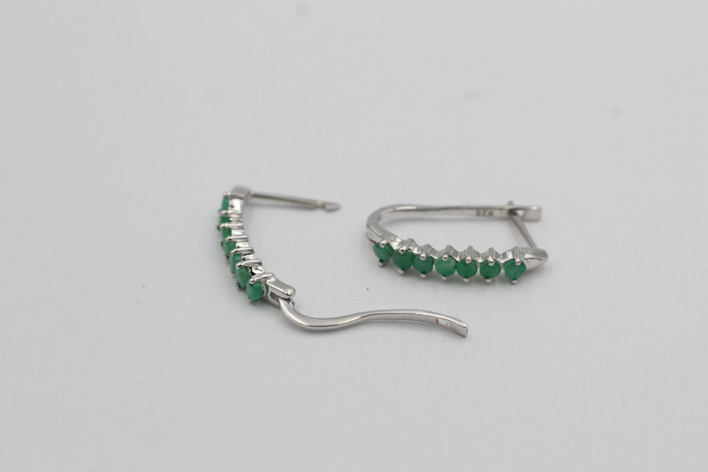 0,93 Carat Smaragd Ohstecker 925 Silber smaragdgrüner Edelstein Ohrschmuck