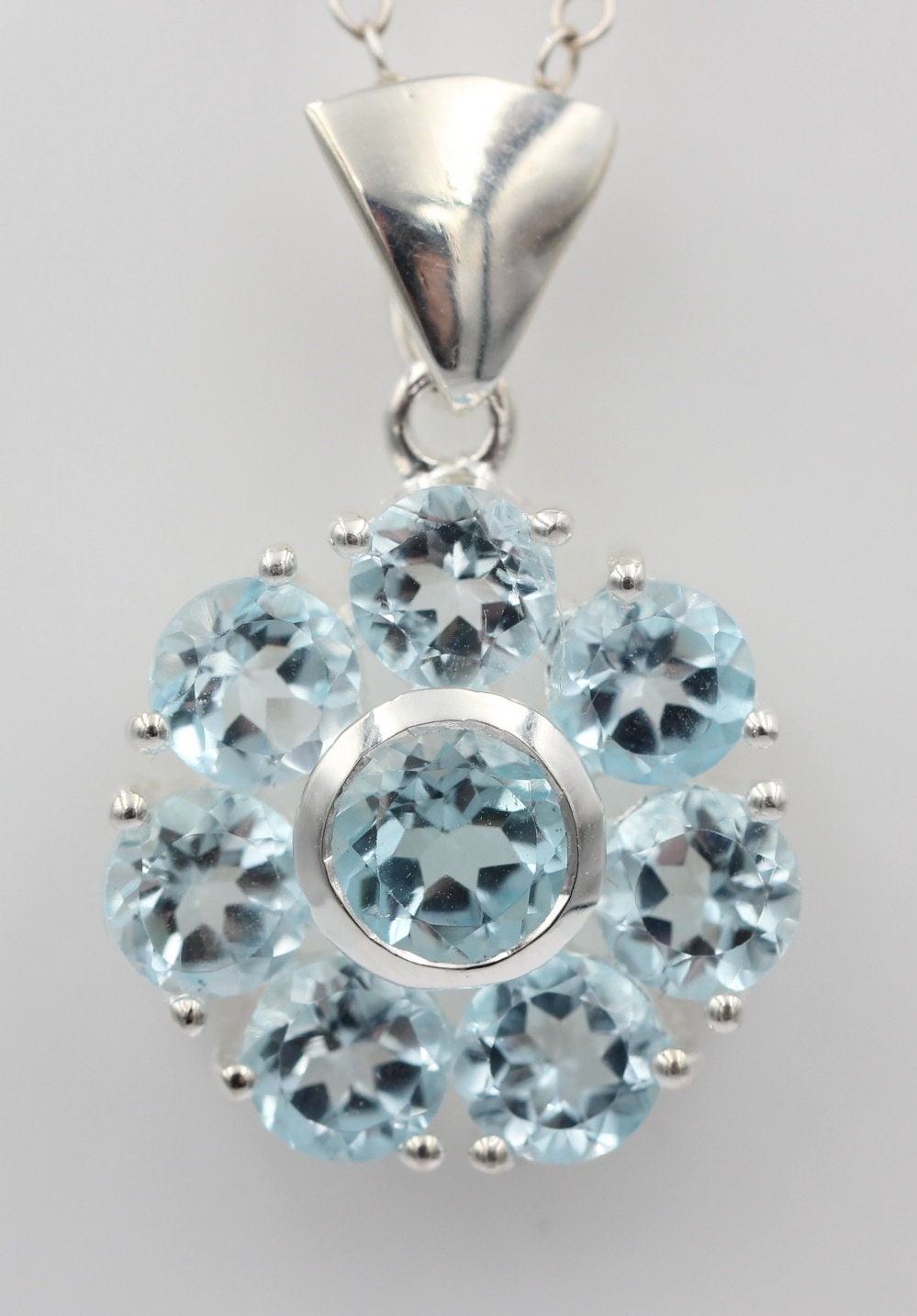 Edler 2,5 Carat Blautopas Anhänger 925 Silber sky blue TopasTop Ede l