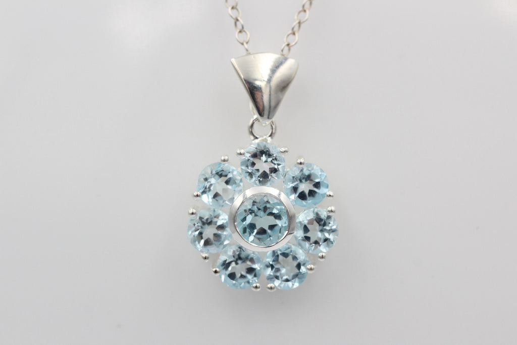 Edler 2,5 Carat Blautopas Anhänger 925 Silber sky blue TopasTop Ede l