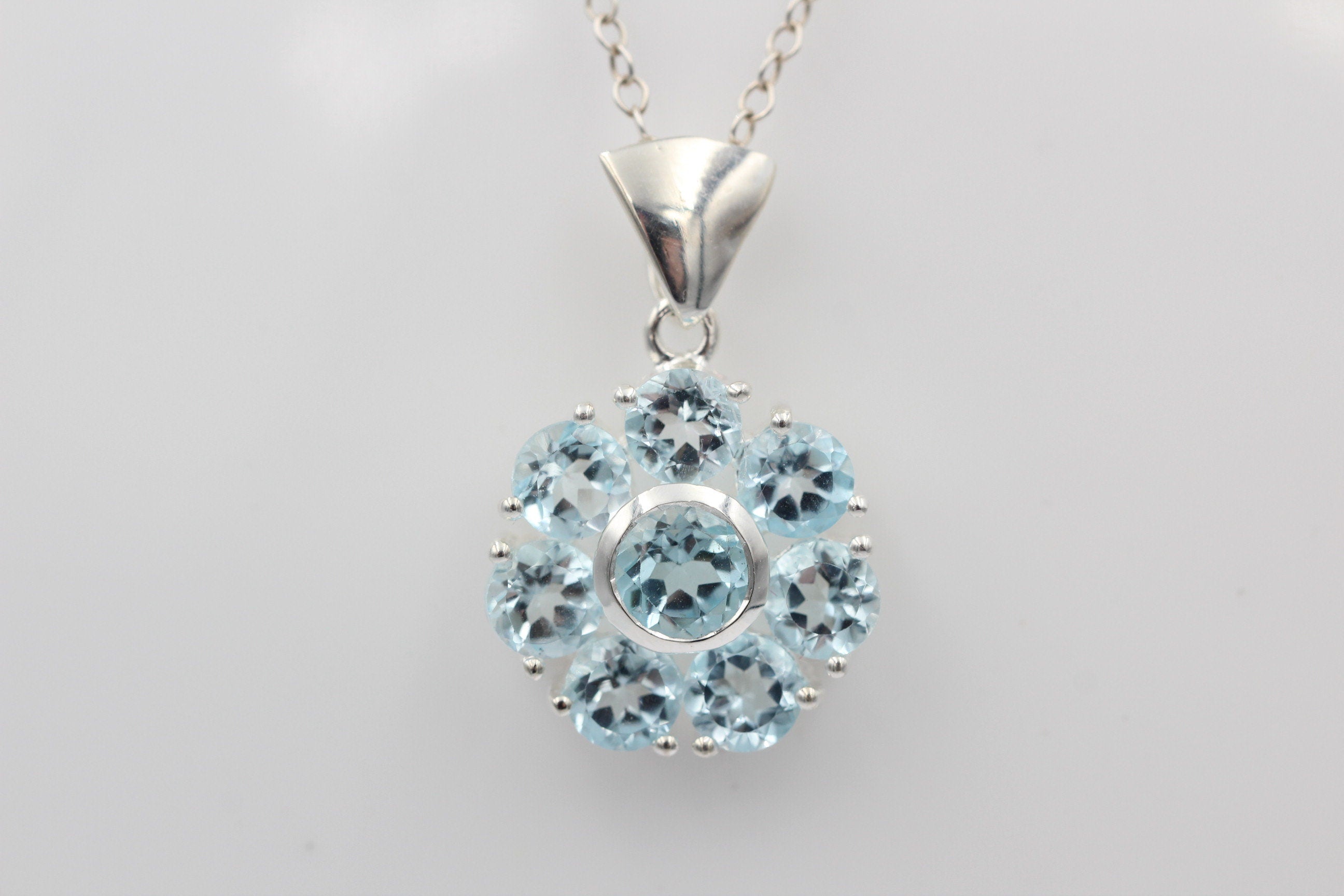 Edler 2,5 Carat Blautopas Anhänger 925 Silber sky blue TopasTop Ede l