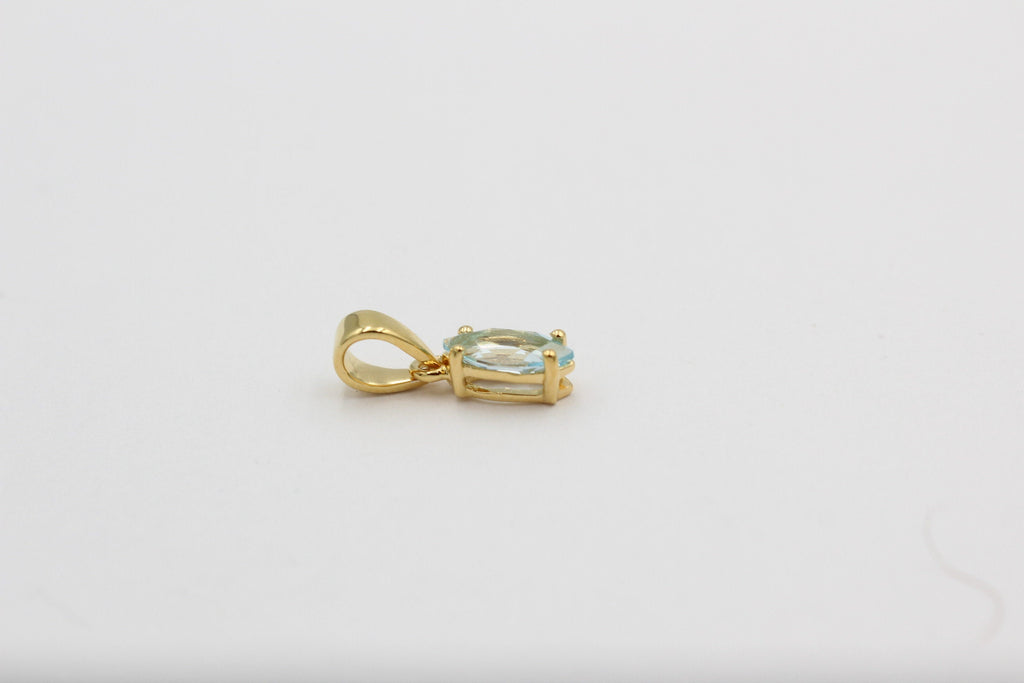 1,02 Carat Blautopas Anhänger Marquiseschliff 925 Silber vergoldet