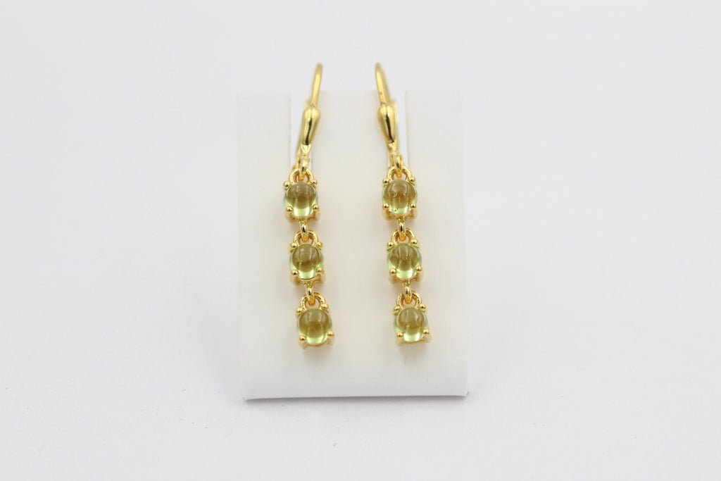 Edle 2,6 Carat Peridot Brisur 925 Silber Ohrstecker Cabochon Olivin Edelstein
