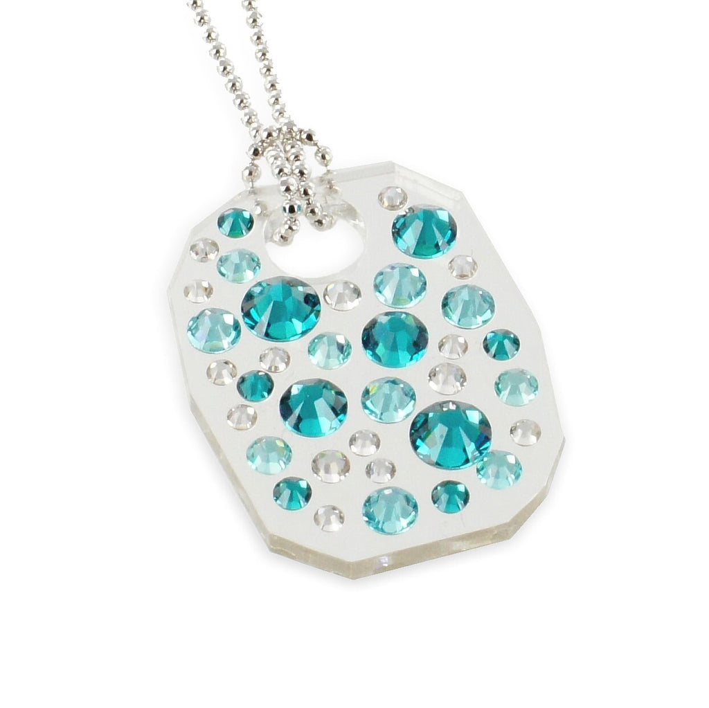 Collier Bubble mit Swarovski-Elements Blue Zircon mit 925 Silber Kette