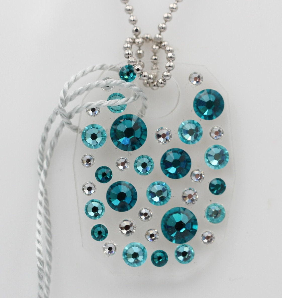 Collier Bubble mit Swarovski-Elements Blue Zircon mit 925 Silber Kette