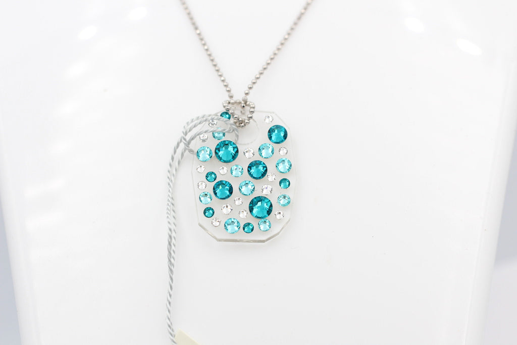 Collier Bubble mit Swarovski-Elements Blue Zircon mit 925 Silber Kette