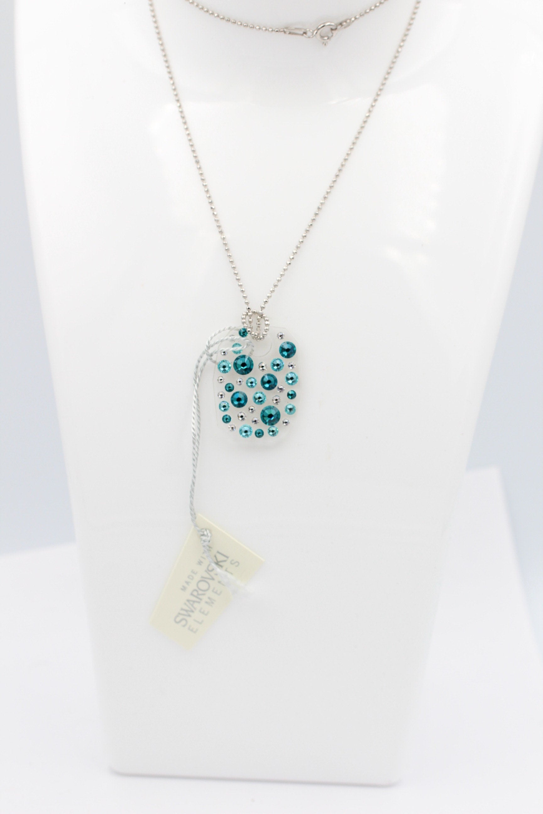 Collier Bubble mit Swarovski-Elements Blue Zircon mit 925 Silber Kette