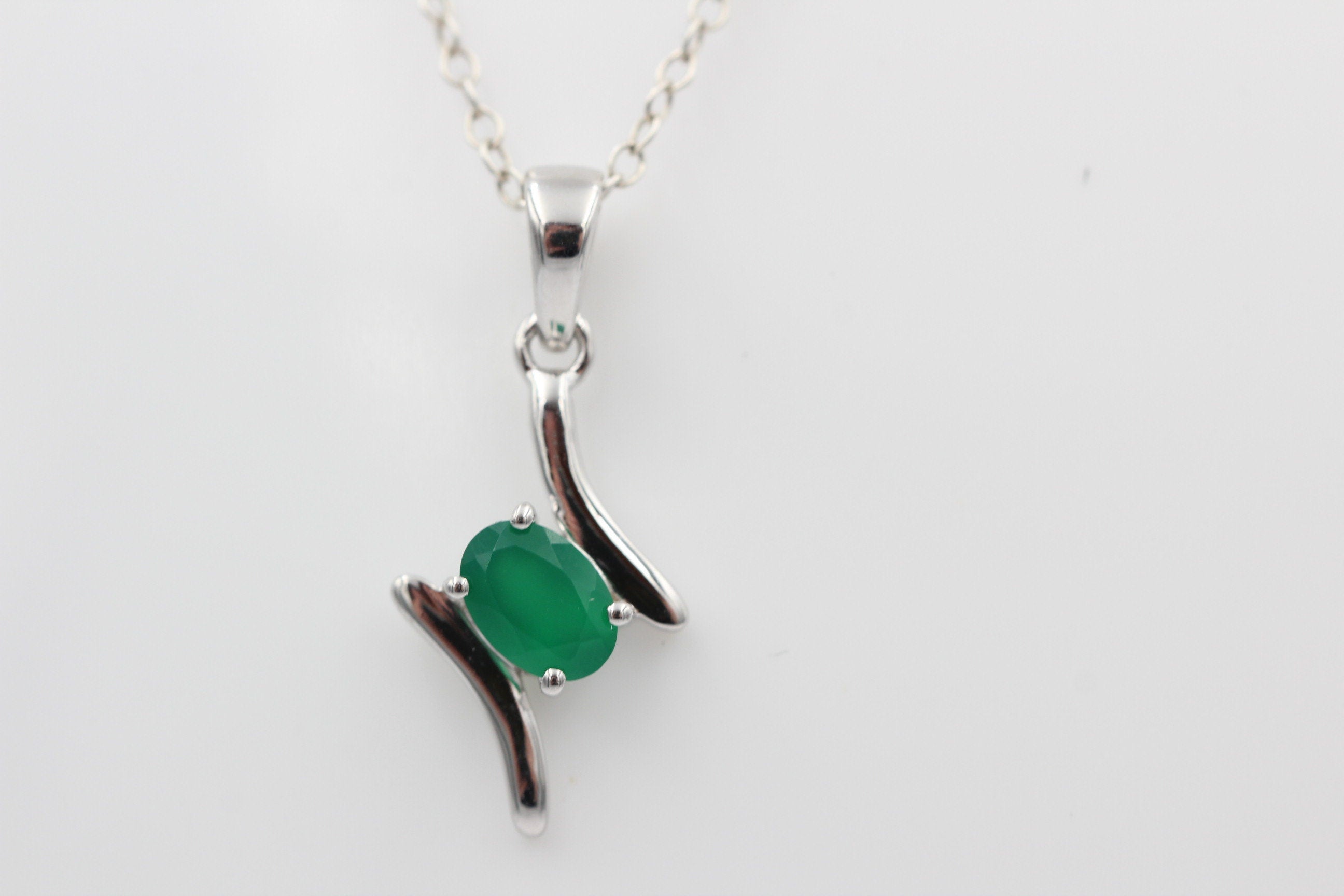 0,72 Carat grüner Onyx Anhänger 925 Silber grüner Onyx Schmuck