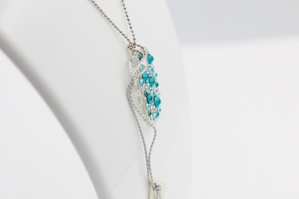 Collier Bubble mit Swarovski-Elements Blue Zircon mit 925 Silber Kette