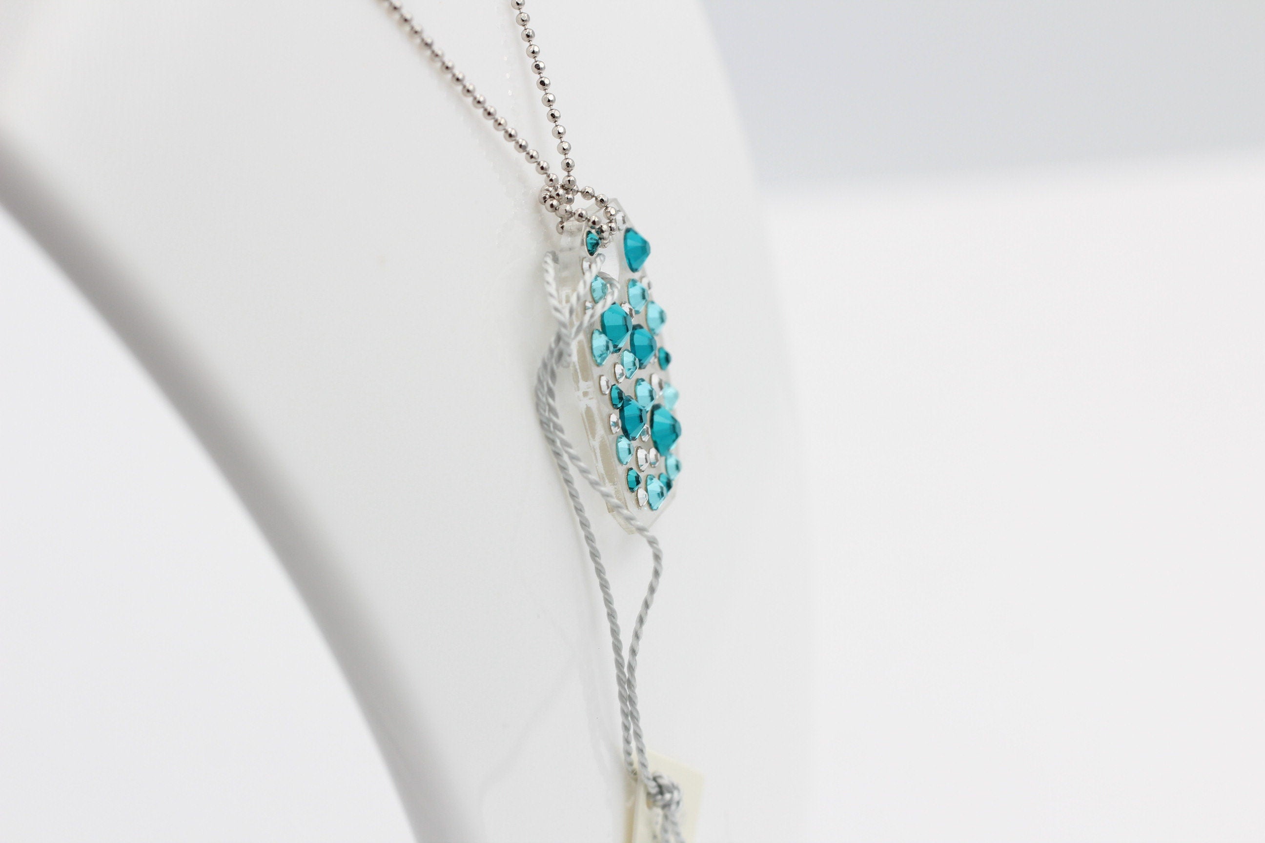 Collier Bubble mit Swarovski-Elements Blue Zircon mit 925 Silber Kette