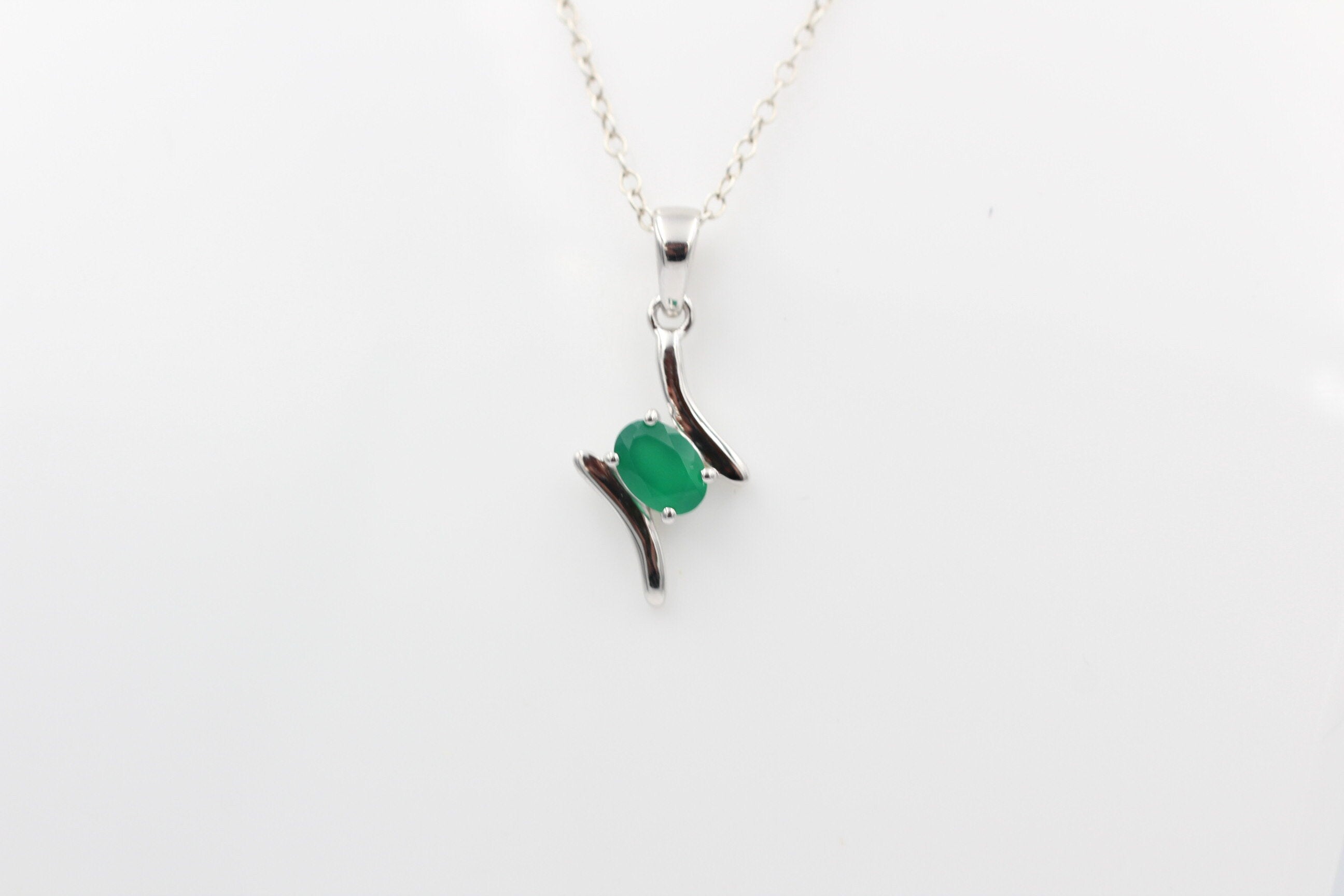 0,72 Carat grüner Onyx Anhänger 925 Silber grüner Onyx Schmuck