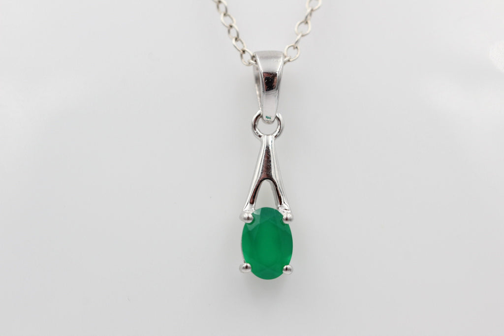 0,72  Carat grüner Onyx Anhänger 925 Silber grüner Edelstein