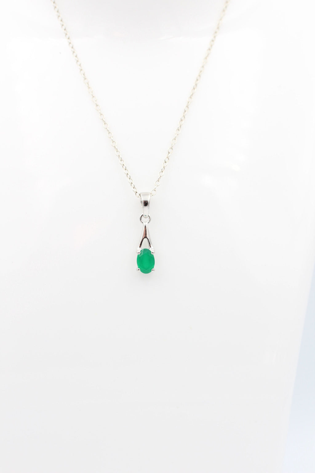 0,72  Carat grüner Onyx Anhänger 925 Silber grüner Edelstein