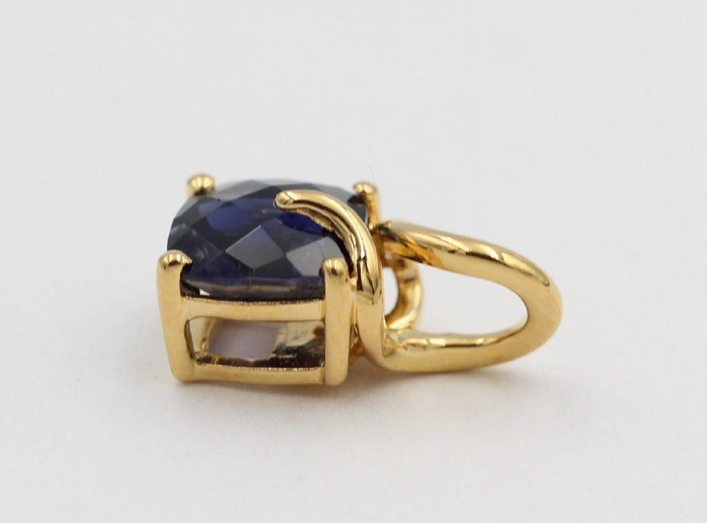 1,5 Carat Iolith Anhänger 925 Silber Collier Kette Checker Board Wassersaphir