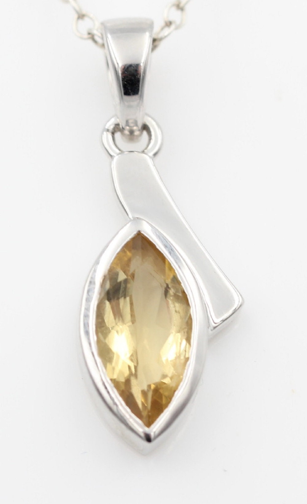 1,8 Carat gelber Citrin Anhänger 925 Silber Collier Kette
