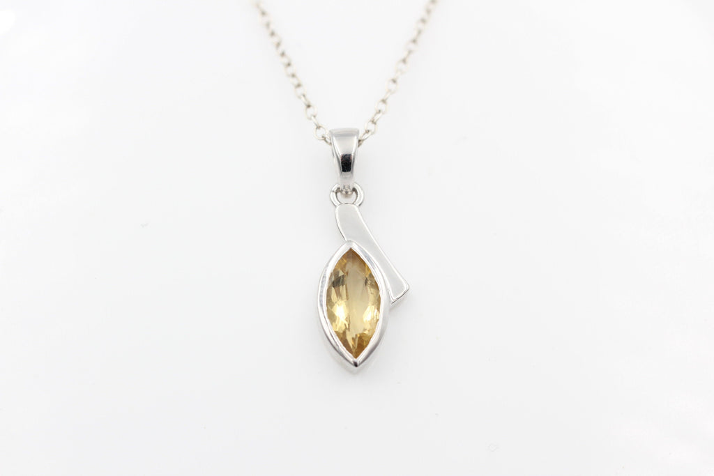 1,8 Carat gelber Citrin Anhänger 925 Silber Collier Kette