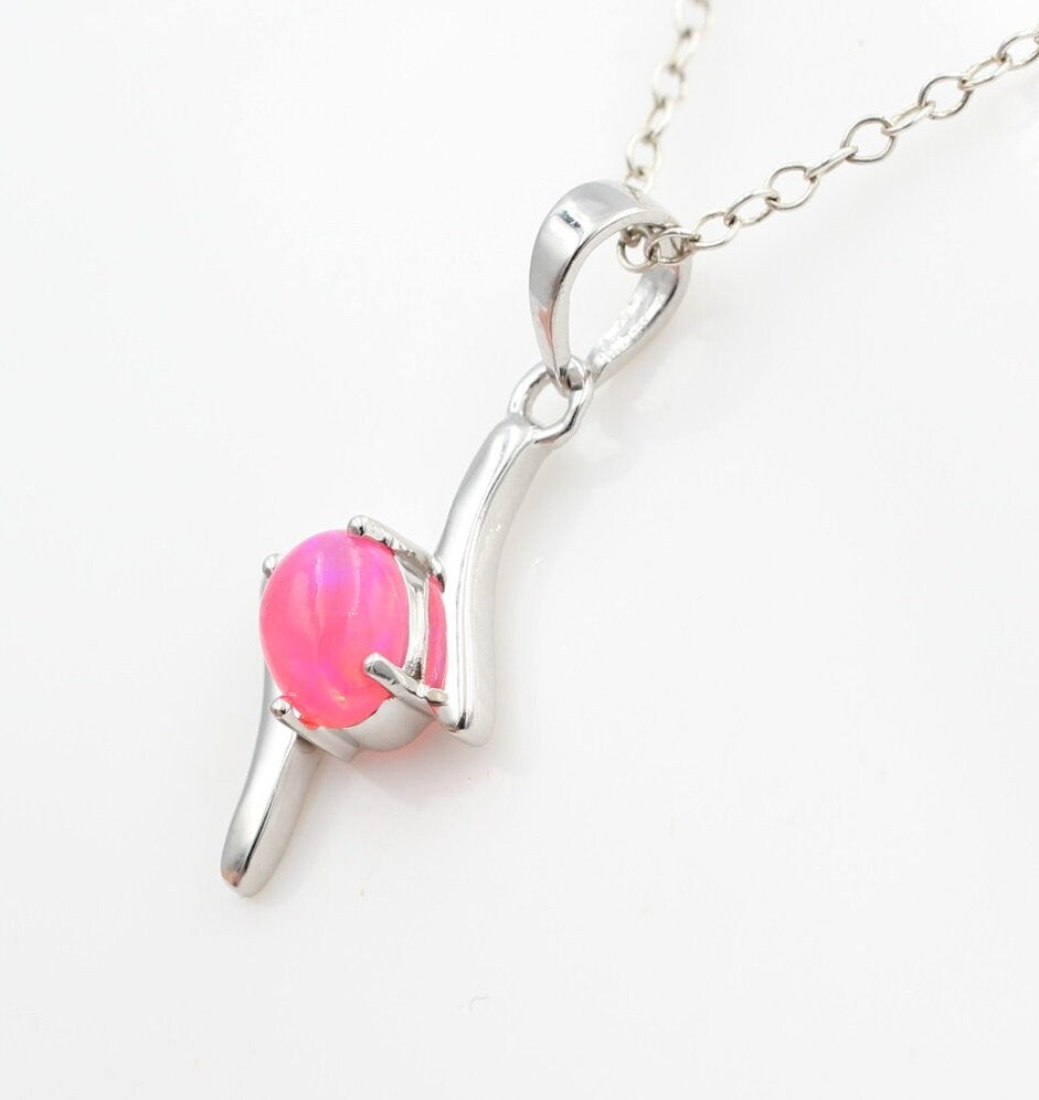 0,72 Carat pinker Äthiopischer Opal Anhänger 925 SilberSchmuck