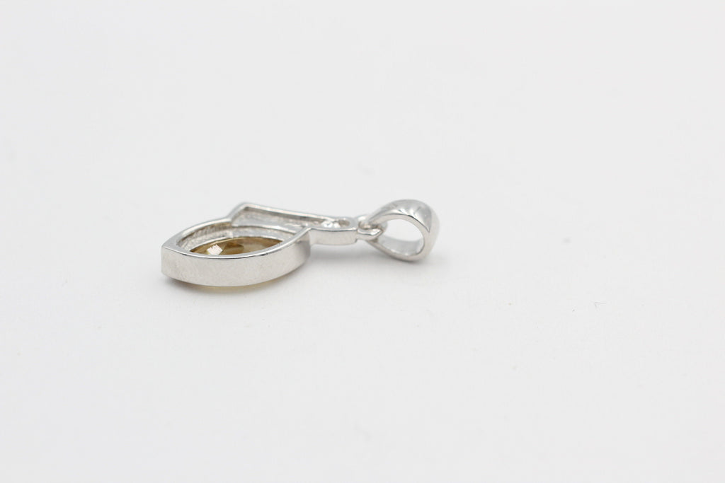 1,8 Carat gelber Citrin Anhänger 925 Silber Collier Kette