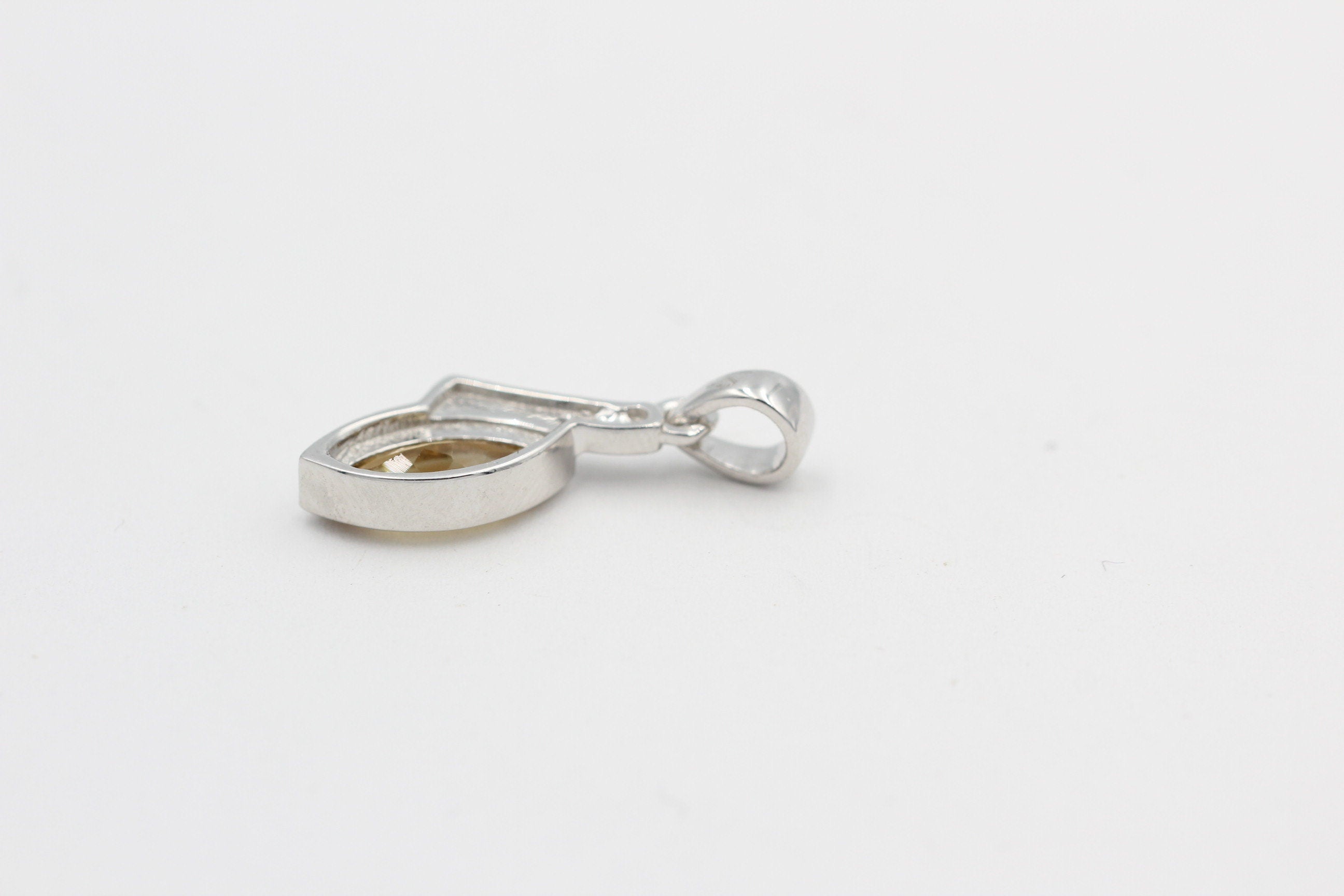 1,8 Carat gelber Citrin Anhänger 925 Silber Collier Kette