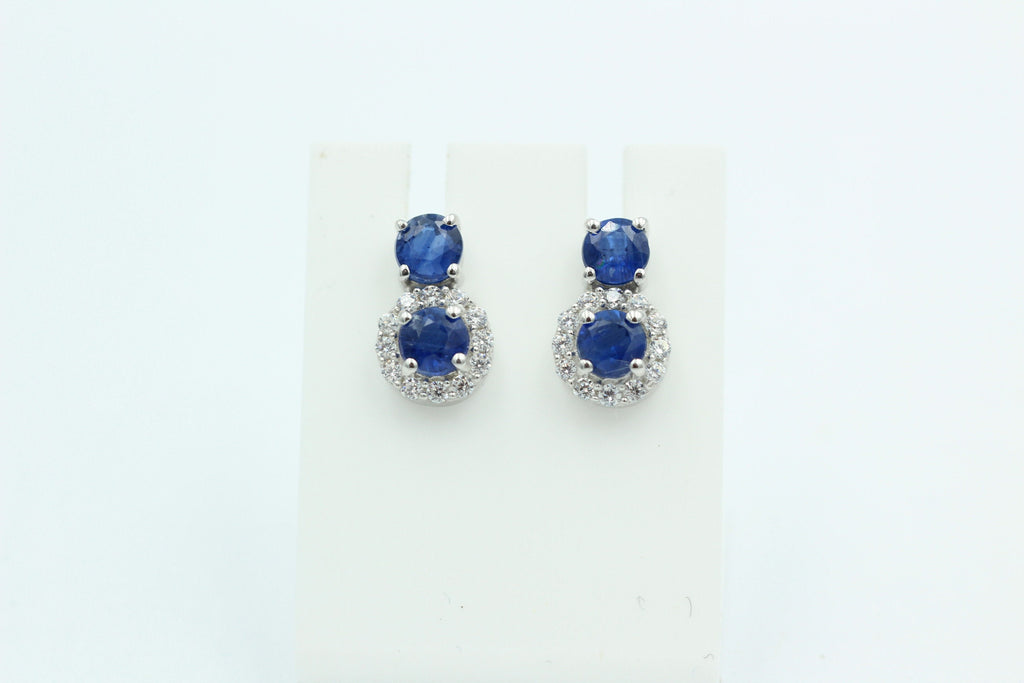 edler 2,05 Carat blauer Kyanit Ohrstecker 925 Silber mit Zirkonia Top Edel