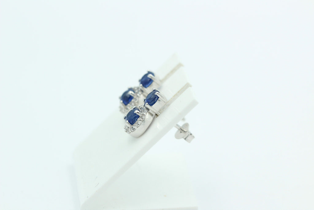 edler 2,05 Carat blauer Kyanit Ohrstecker 925 Silber mit Zirkonia Top Edel