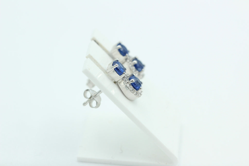 edler 2,05 Carat blauer Kyanit Ohrstecker 925 Silber mit Zirkonia Top Edel