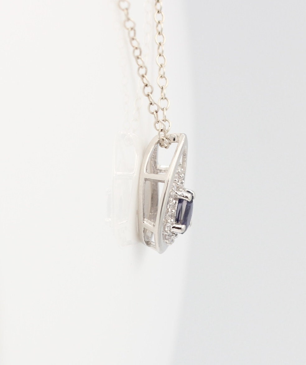 Edler 0,51 Carat Iolith Anhänger 925 Silber Luchssaphir Top