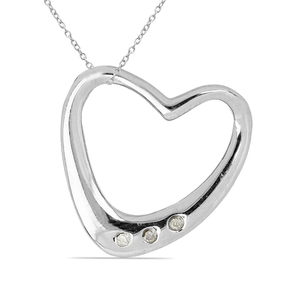 Edler 0,03 Carat weißer Diamant Herzanhänger 925 Silber Herz Collier Kette