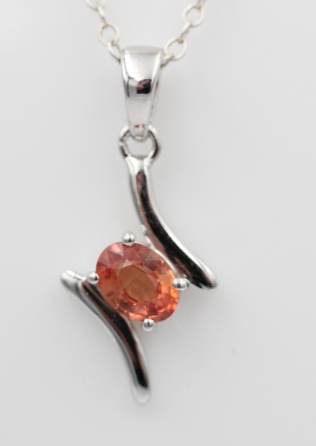 0,72 Carat orange Saphir Anhänger 925 Silber Saphiranhänger