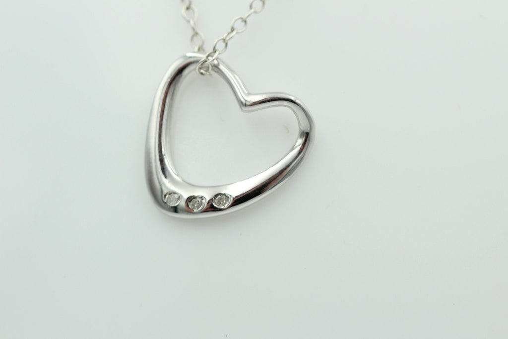 Edler 0,03 Carat weißer Diamant Herzanhänger 925 Silber Herz Collier Kette