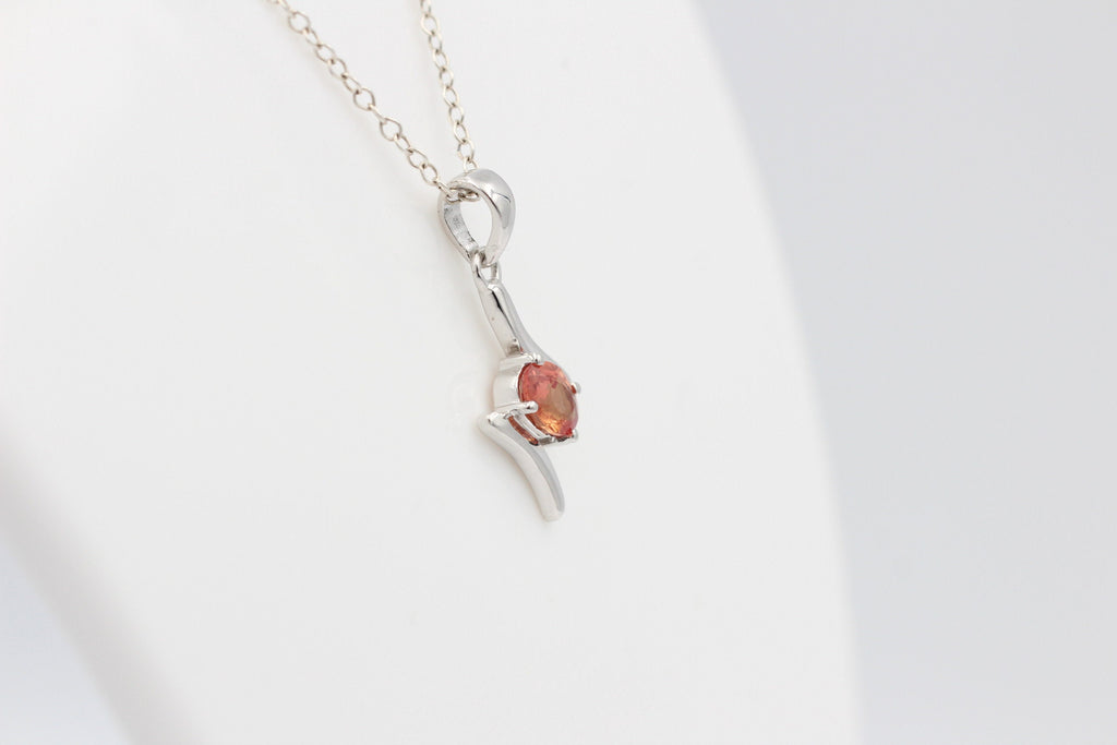 0,72 Carat orange Saphir Anhänger 925 Silber Saphiranhänger