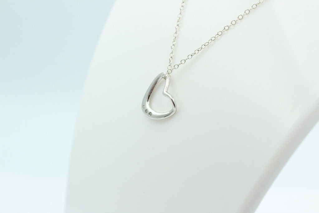 Edler 0,03 Carat weißer Diamant Herzanhänger 925 Silber Herz Collier Kette