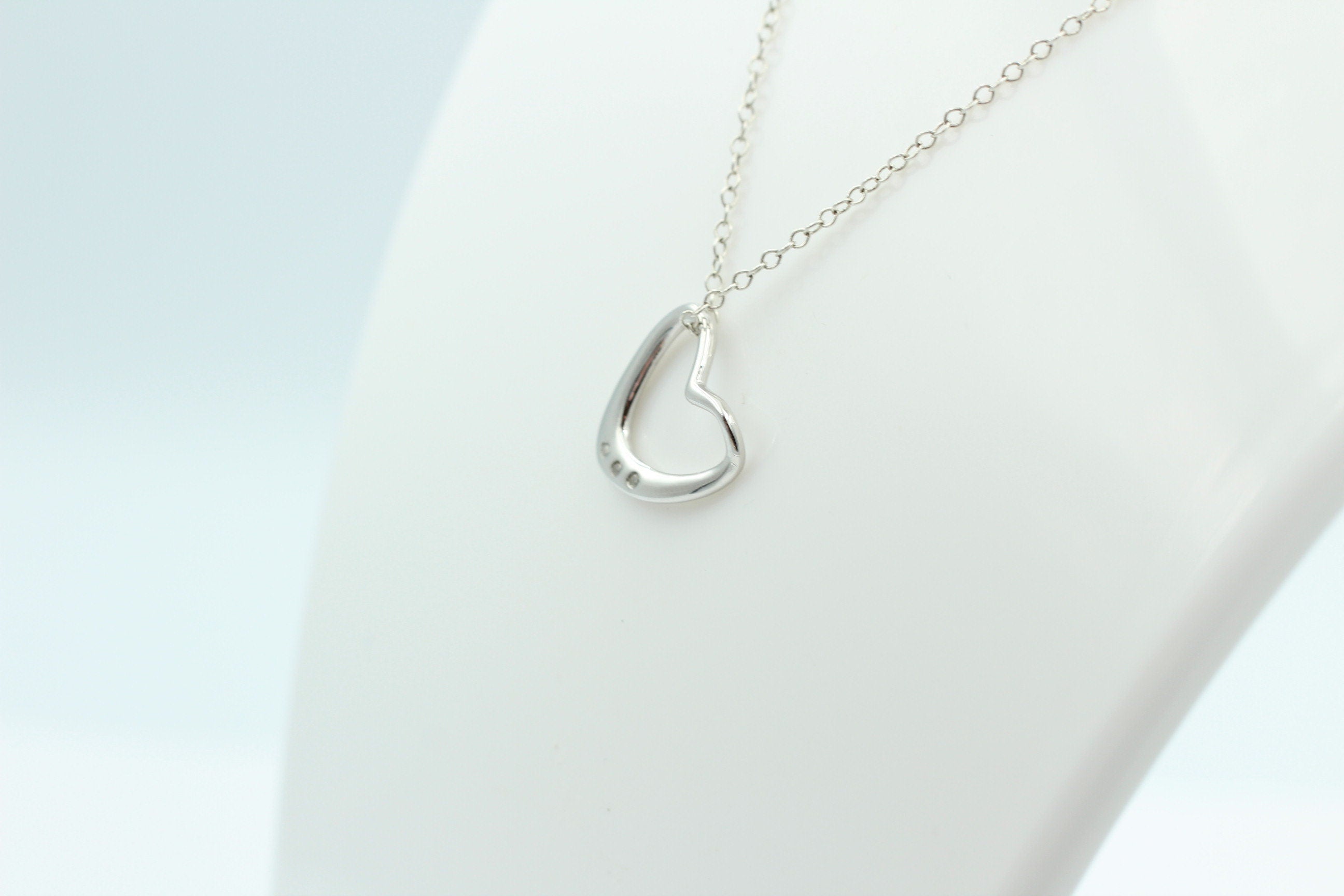 Edler 0,03 Carat weißer Diamant Herzanhänger 925 Silber Herz Collier Kette