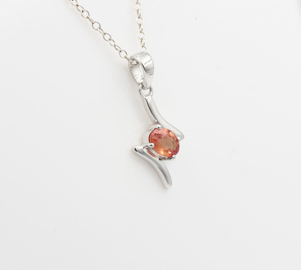 0,72 Carat orange Saphir Anhänger 925 Silber Saphiranhänger