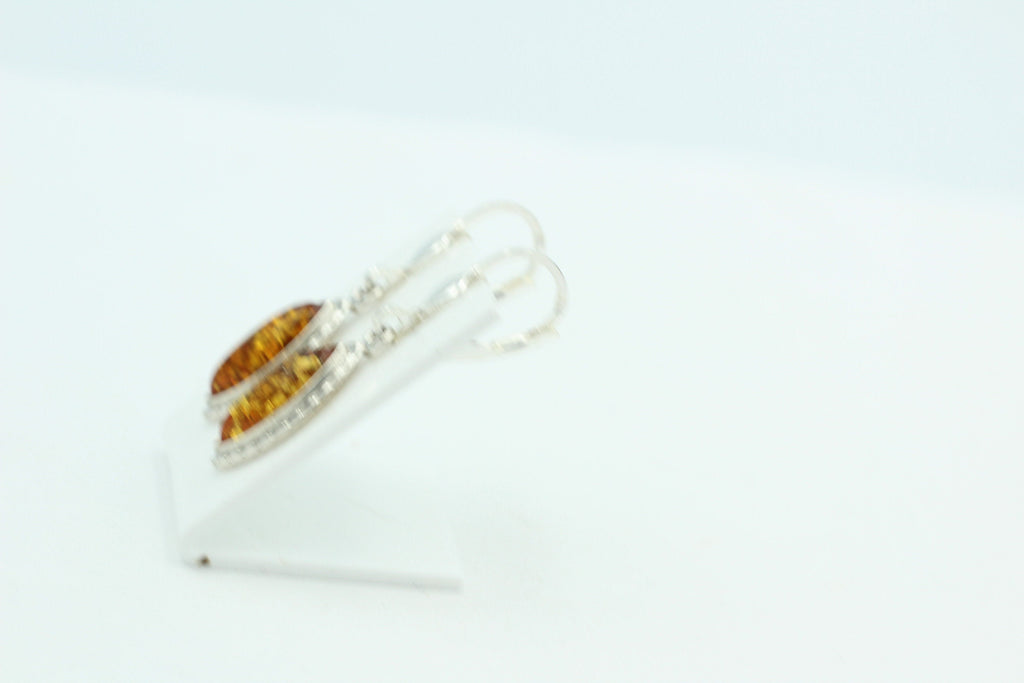 Bernstein Ohrhänger 925 Sterling Silber brauner Bernstein Brisur Top Edel