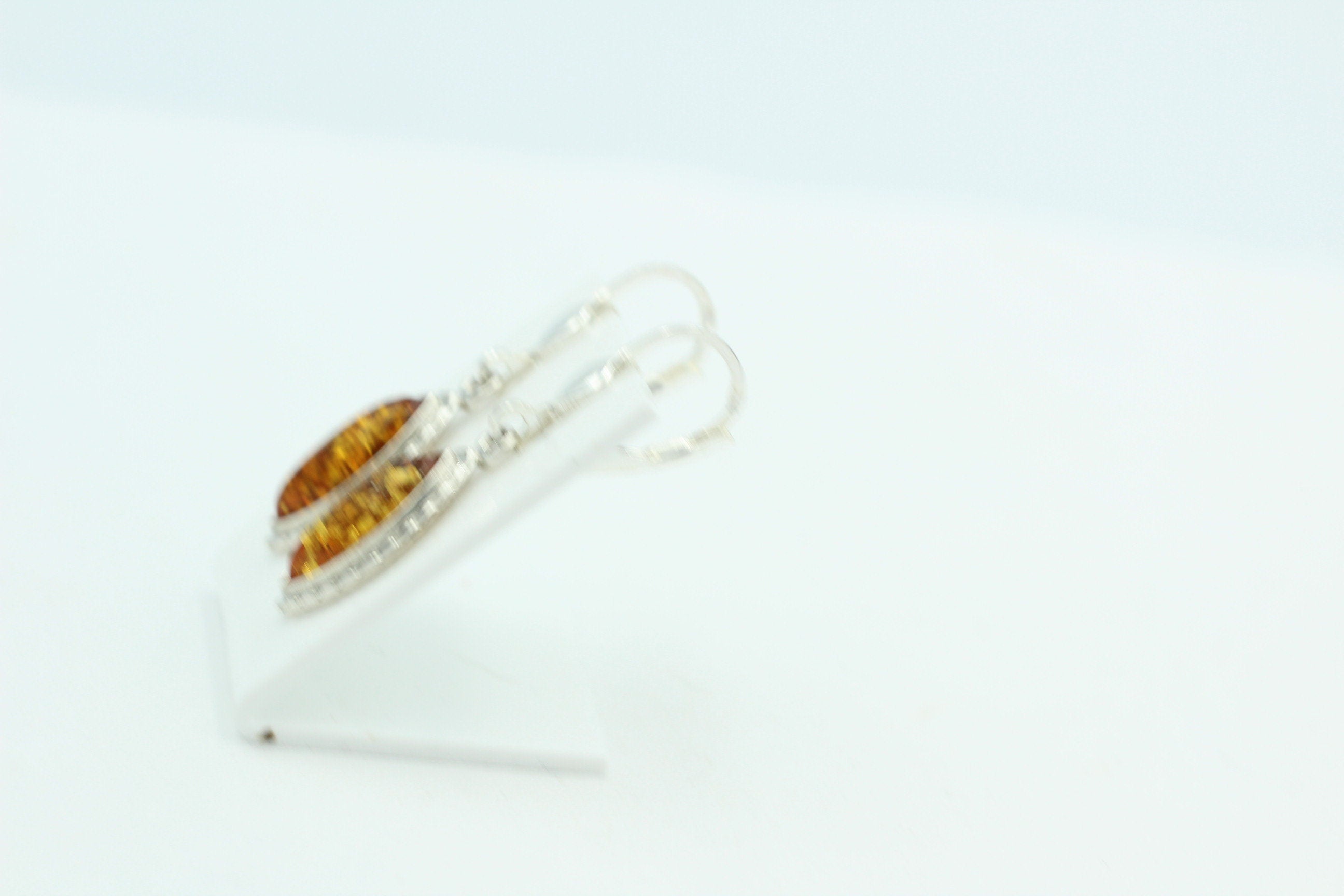 Bernstein Ohrhänger 925 Sterling Silber brauner Bernstein Brisur Top Edel