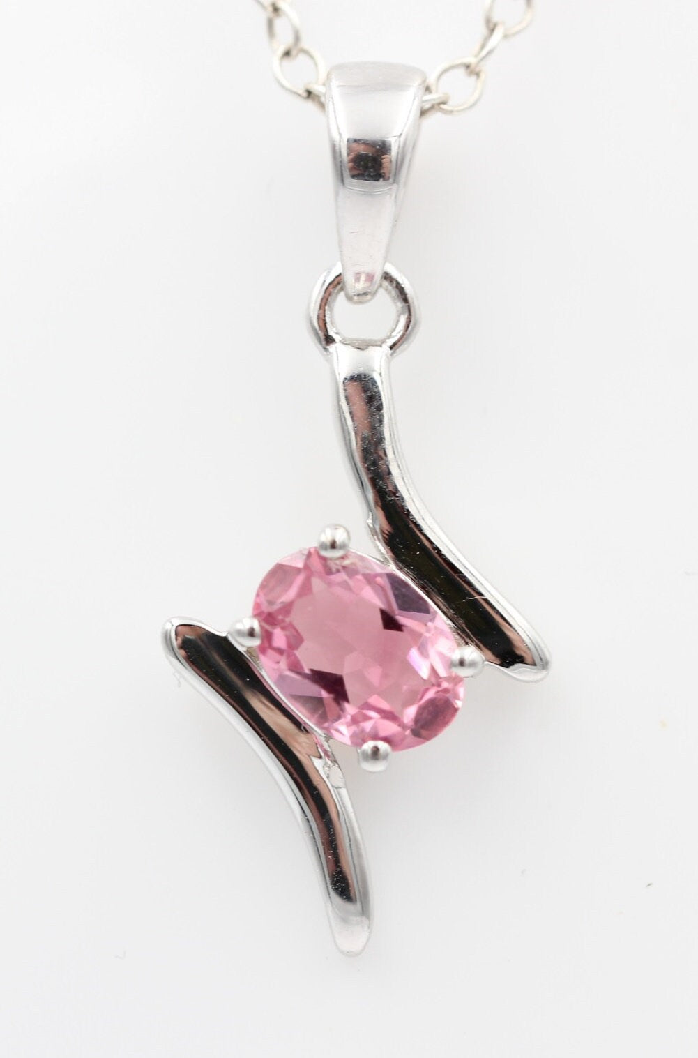 0,72 Carat pinkTopas Anhänger 925 Silber Collier Kette pinkfarbener Edelstein