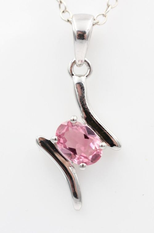 0,72 Carat pinkTopas Anhänger 925 Silber Collier Kette pinkfarbener Edelstein
