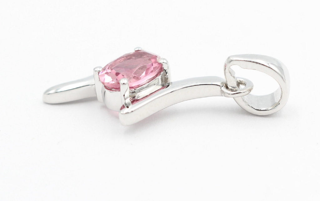 0,72 Carat pinkTopas Anhänger 925 Silber Collier Kette pinkfarbener Edelstein