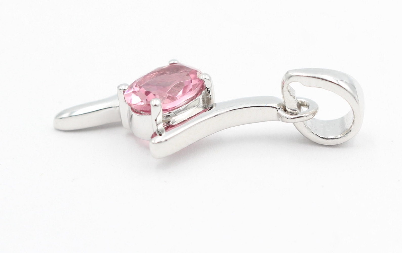 0,72 Carat pinkTopas Anhänger 925 Silber Collier Kette pinkfarbener Edelstein