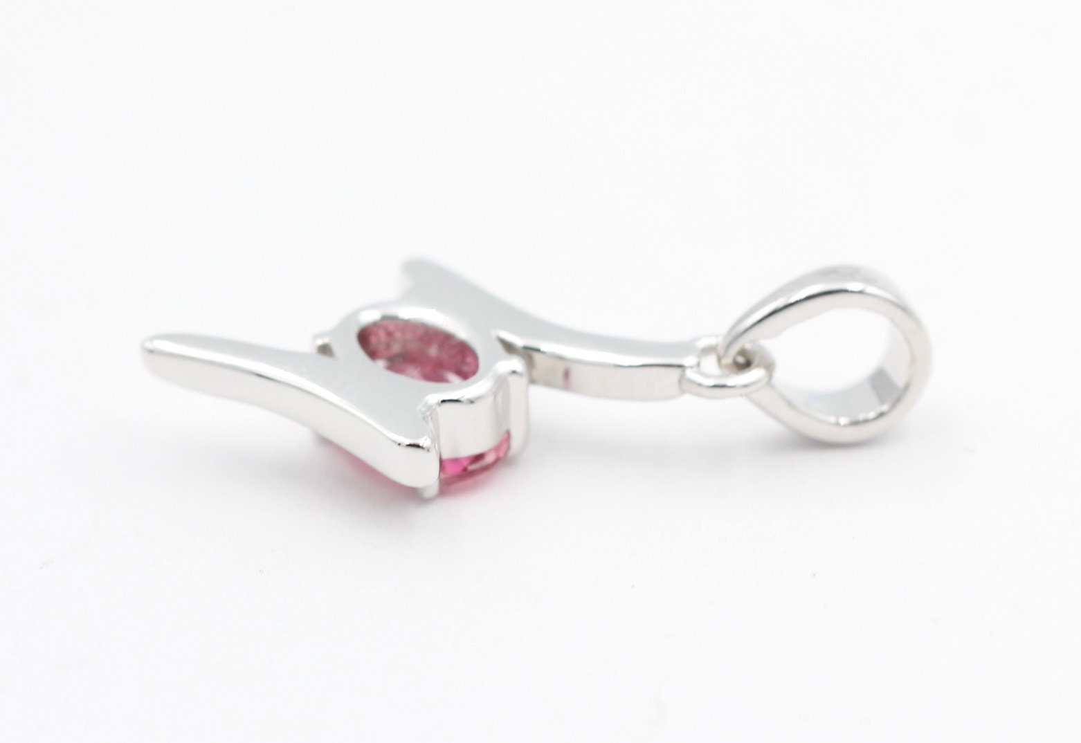 0,72 Carat pinkTopas Anhänger 925 Silber Collier Kette pinkfarbener Edelstein