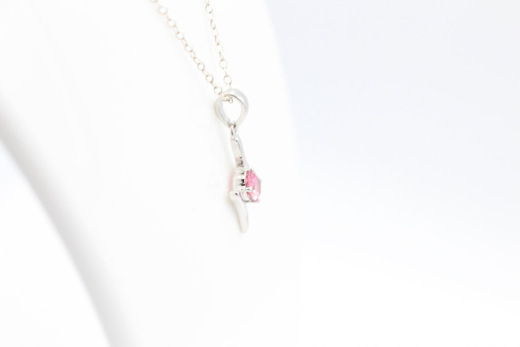 0,72 Carat pinkTopas Anhänger 925 Silber Collier Kette pinkfarbener Edelstein