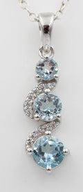 1,9 Carat Blautopas Anhänger 925 Silbe  Akzentstein Zirkonia Topasschmuck