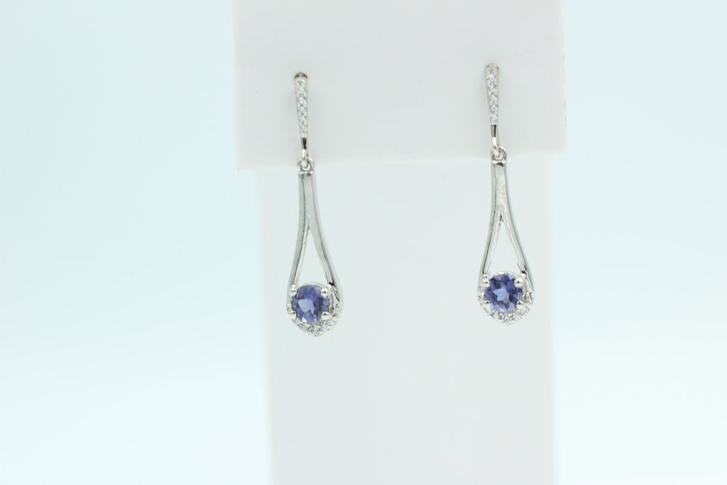 1,3 Carat Iolith Ohrstecker 925 Silber Wassersaphir Luchssaphir mit Zirkonia