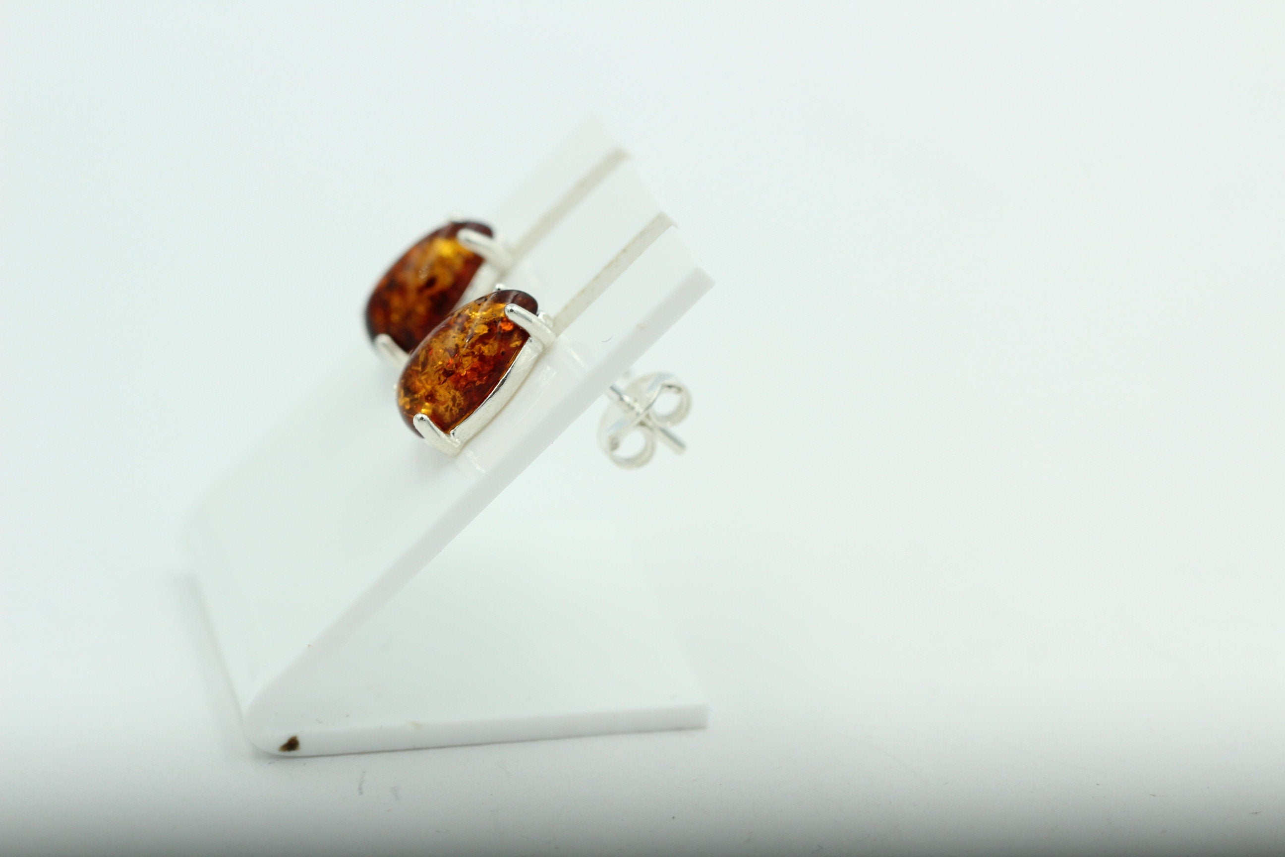 Edler Bernstein Ohrstecker Unisex 925 Silber Ohrschmuck Bernsten aus Litauen