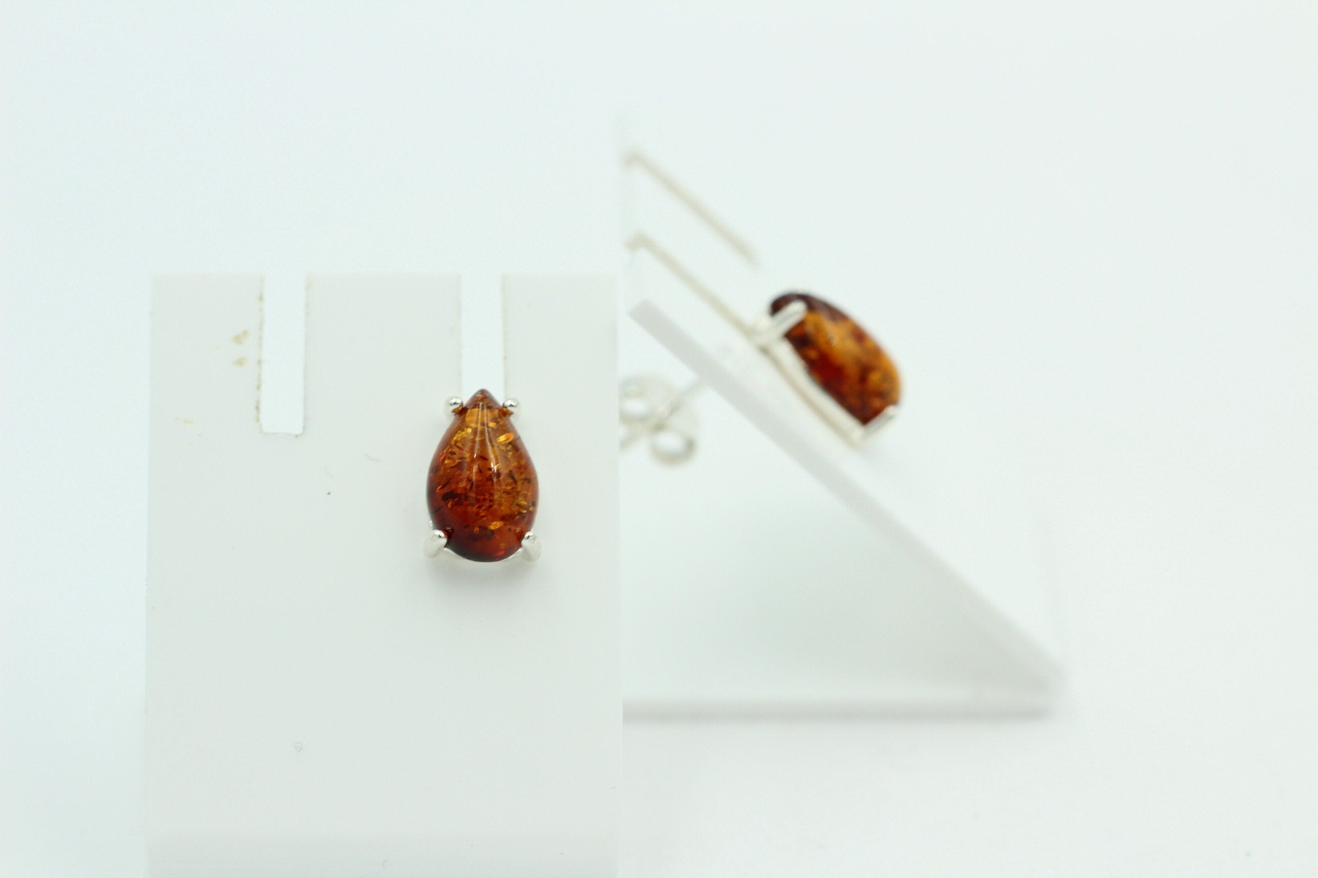 Edler Bernstein Ohrstecker Unisex 925 Silber Ohrschmuck Bernsten aus Litauen
