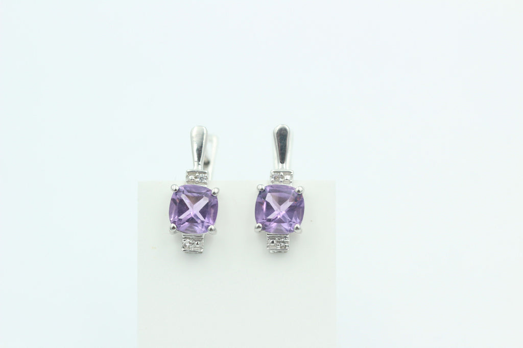 2,94 Carat brasilianischer Amethyst Ohrstecker 925 Sterling Silber Cubic Zirkon